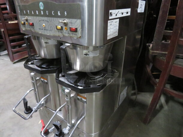 One Starbucks Cecilware Grindmaster Brewer With 2 Filter Baskets And 2 Satellites. Model# P-400EST. 120/208-240 Volt. 1 Phase. 18X18X30. $4048.08. - Image 3 of 4