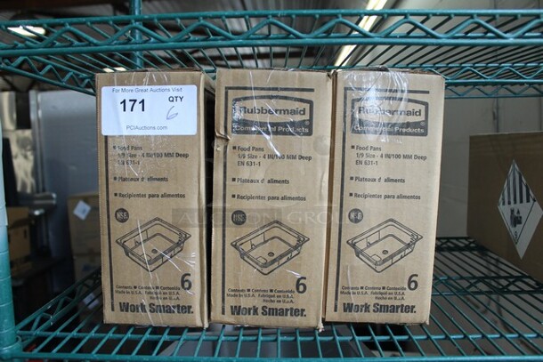 6 Boxes of 6 BRAND NEW! Boxes of Rubbermaid FG201P00AMBR Amber Poly 1/9 Size Drop In Bins. 1/9x4. 6 Times Your Bid! - Image 2 of 6
