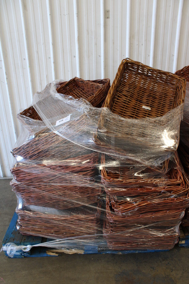 PALLET LOT of 36 Brown Wicker Style Baskets. 18x23x4. 36 Times Your Bid!