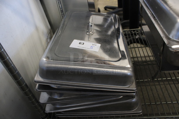 5 Stainless Steel Chafing Dish Covers / Lids. 13x21x5. 5 Times Your Bid!