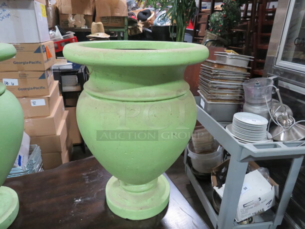 One Lime Green Ceramic Pot.