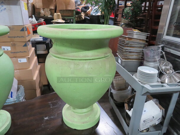 One Lime Green Ceramic Pot. - Image 1 of 1
