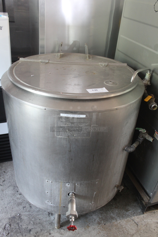 Hamilton Stainless Steel Commercial Natural Gas Powered Floor Style 60 Gallon Steam Kettle.  - Image 1 of 8