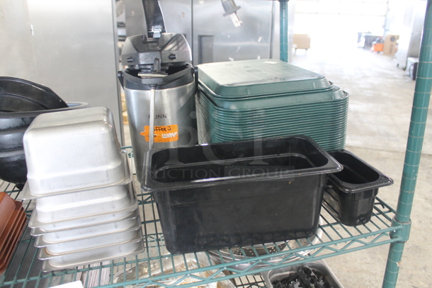 ALL ONE MONEY! Metro Lot of Various Items Including Metal Half Size Baking Pans, Stainless Steel Drop In Bins, Poly Trays. Does Not Include Shelving Unit. - Image 5 of 11