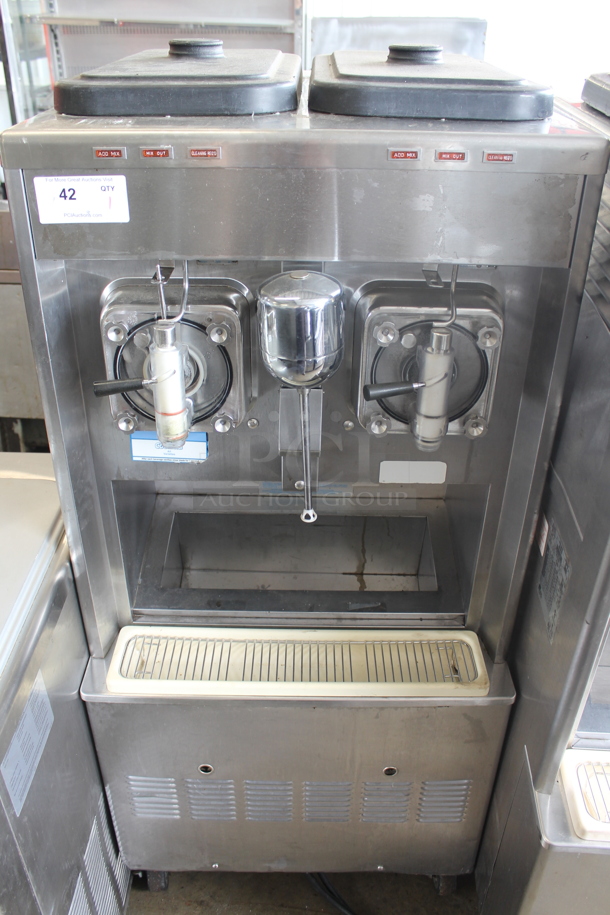 Taylor 342D-27 Stainless Steel Commercial Floor Style Air Cooled 2 Flavor Frozen Beverage Machine w/ Drink Mixer Attachment on Commercial Casters. 208-230 Volts, 1 Phase. - Image 1 of 8