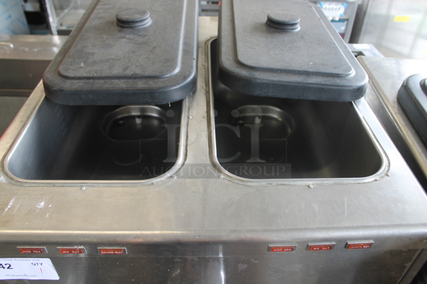 Taylor 342D-27 Stainless Steel Commercial Floor Style Air Cooled 2 Flavor Frozen Beverage Machine w/ Drink Mixer Attachment on Commercial Casters. 208-230 Volts, 1 Phase. - Image 6 of 8