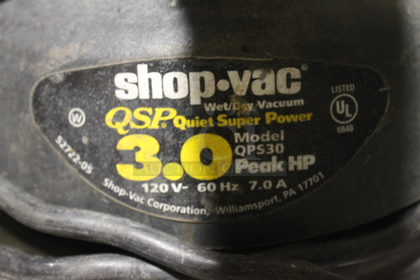 Shop Vac QPS30 Quiet Super Power Wet Dry Vacuum Cleaner. 120 Volts, 1 Phase.  - Image 4 of 4