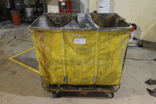 Yellow Laundry Cart on Commercial Casters. - Image 1 of 3