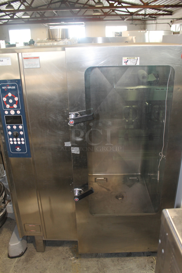 Alto Shaam ML20 20G Commercial Stainless Steel Natural Gas Roll in Rack Combitherm Oven On Galvanized Legs. Missing Door Handle Parts. 170,000 BTU.