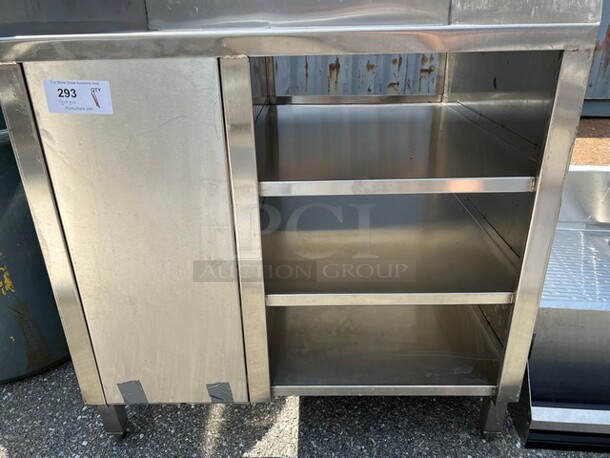 Stainless Steel Commercial Counter w/ Bay, Back and Side Splash and Under Shelves. 36x32x38. Bay 10x14x9 - Image 3 of 4