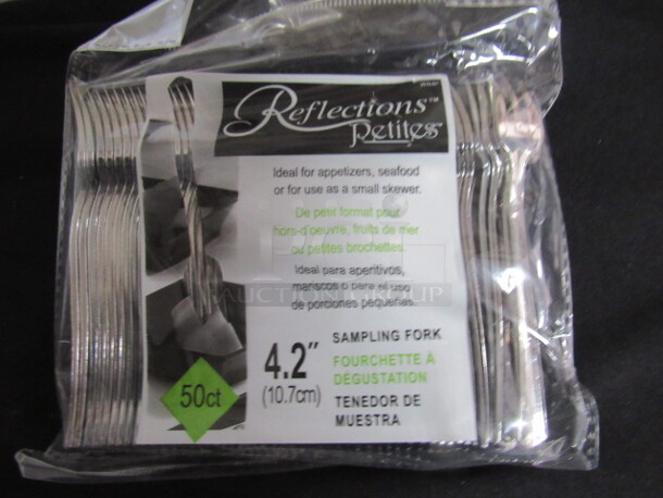 One Box Of NEW Reflections Petites Silver Tasting Forks. #RFPFK4. 3 packs. 150 Total.