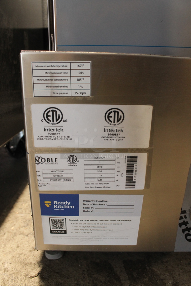BRAND NEW SCRATCH AND DENT! 2023 Noble 495HTGW22 Stainless Steel Commercial Undercounter Glass Washer. 208-240 Volts, 1 Phase. - Image 2 of 7