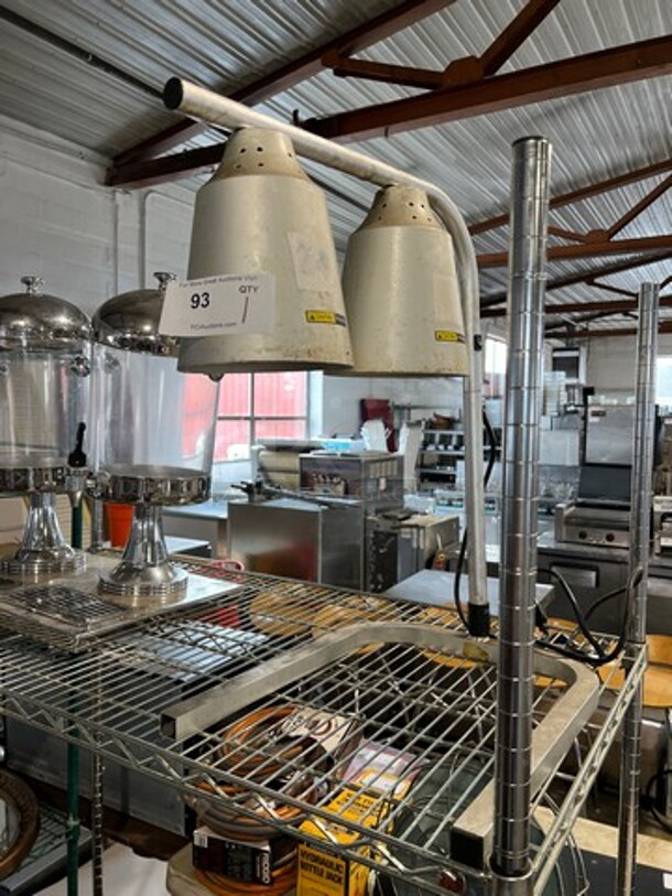 Metal Commercial Countertop 2 Head Warming Lamp. 14x20x24. Tested and Working! - Image 1 of 3