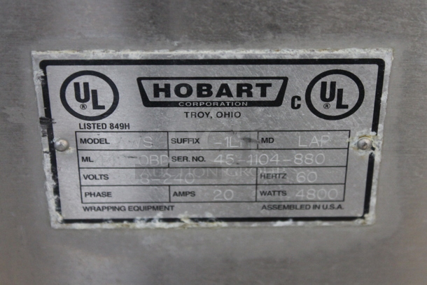 Hobart AWS Stainless Steel Commercial Floor Style Wrapping Station w/ Hobart Model EPCP Touch Screen and Label Printer on Commercial Casters. 120/208-240 Volts, 1 Phase. - Image 12 of 12