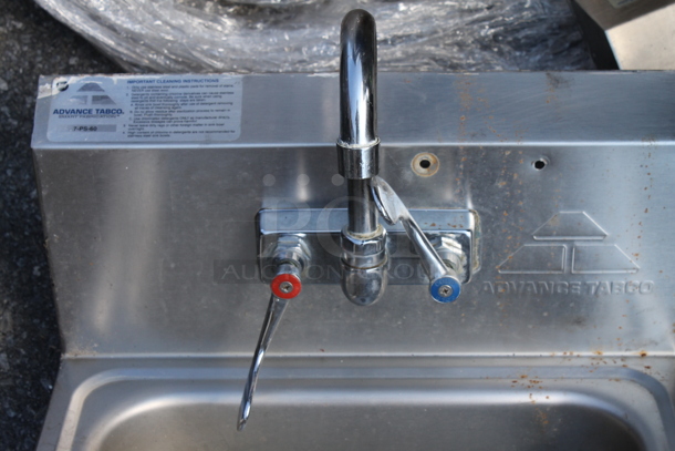 Advance Tabco Stainless Steel Commercial Single Bay Wall Mount Sink w/ Faucet and Handles. - Image 2 of 5