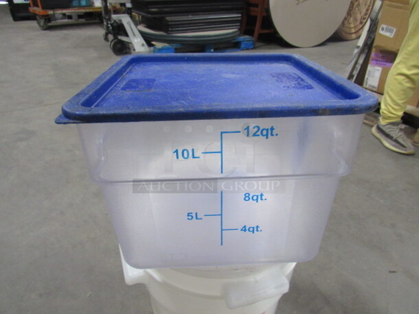 One 12 Quart Square Food Storage Container With Lid.