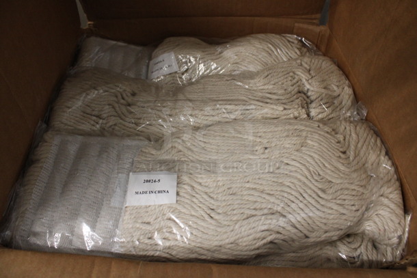 12 BRAND NEW IN BOX! Strauss Paper 4 Ply Blend Cut End Wet Mop Heads. 16x6x1. 12 Times Your Bid!