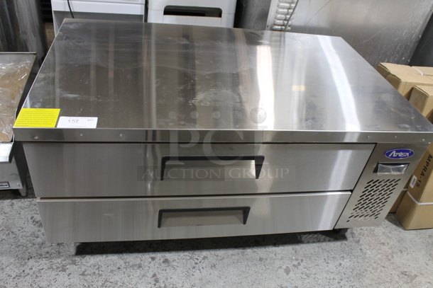 BRAND NEW! 2022 Atosa MGF8451GR Stainless Steel Commercial 2 Drawer Chef Base on Commercial Casters. 115 Volts, 1 Phase. Tested and Working! - Image 2 of 6