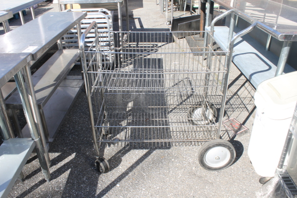 Commercial Stainless Steel Mail and Office File Cart On Black Commercial Casters.