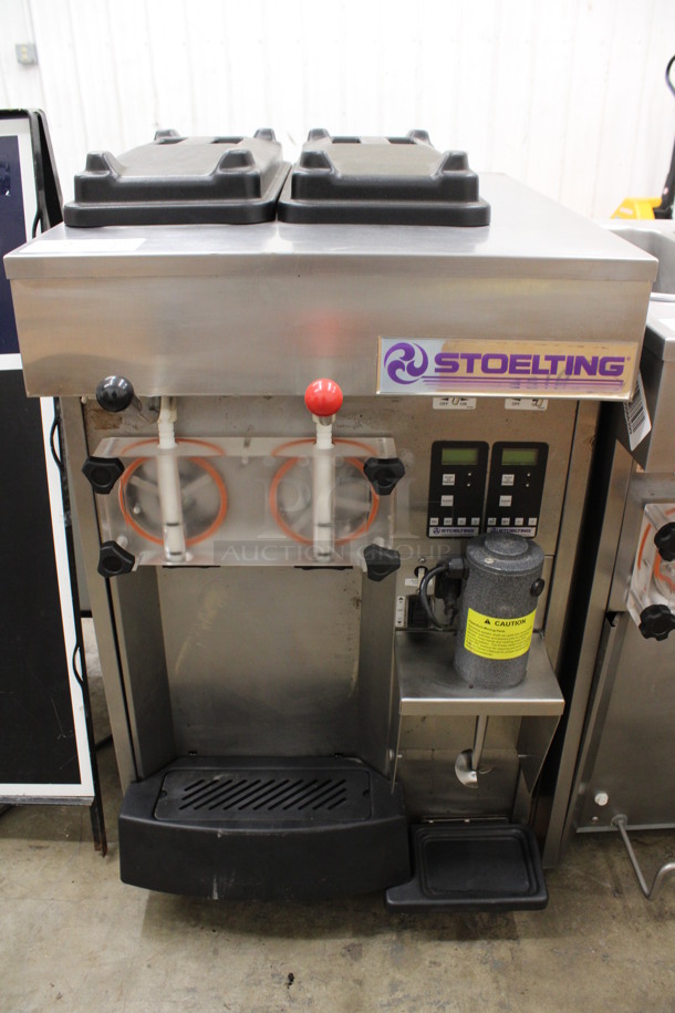 2013 Stoelting Model SF144-38I Stainless Steel Commercial Countertop Air Cooled 2 Flavor Soft Serve Ice Cream Machine w/ Milkshake Mixer. 208-230 Volts, 1 Phase. 22x32x38
