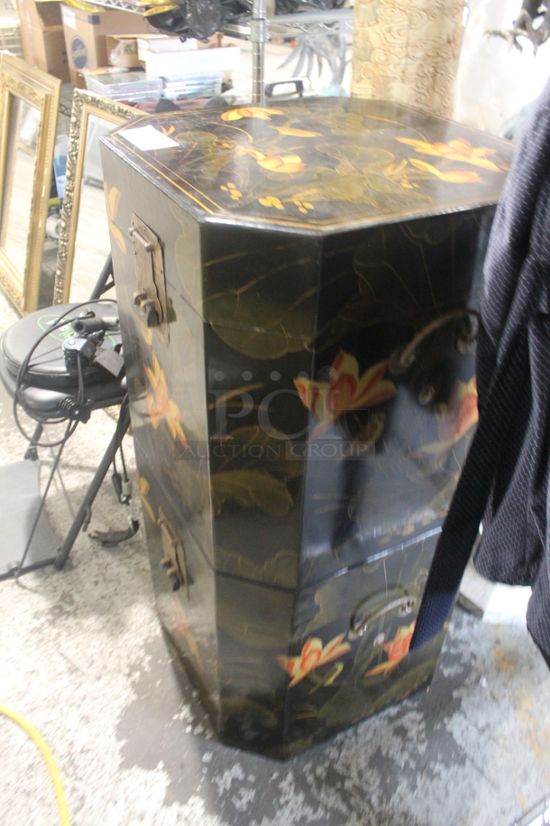 2 Black Chest w/ Lotus Flower Pattern. Units Are Locked. 2 Times Your Bid! - Image 5 of 7