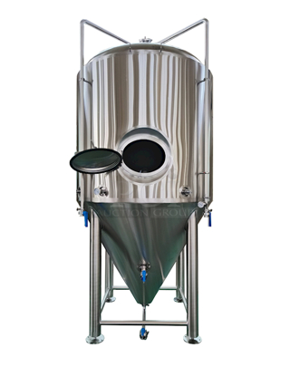 LIKE NEW! Ningbo Bme 30FV 30BBL Fermenter/Unitank/Conical Stainless Steel Fermentation Tank. S/N: BME30FV021 
.
Fully Functioning

.
Gross volume: 4,430L(26% head space); 
Tank size: Φ1,600x1500mm, approx. total height 12ft
Jacketed and insulated. SUS304 stainless steel, 3mm thickness plate for inner tank, 1.5mm for dimple jacket and 2mm for outer shell.
Interior tank 2b finish and passivated, ribbon polish for welded place; 4#finish or mirror finish for inner tank available
Outer tank brushed. Dish head polished. ribbon polish for welded place
Dish head, 60° cone bottom, Side shadowless manway(double side welded)
DIN 65 style 1.5” Rotating racking arm(or tri-clamp),
3 zone dimple cooling jackets, 3/4″ NPT inlet and outlet
80mm Polyurethane insulation
CIP arm and spray ball, blowoff pipe
Necessary butterfly valves, sample valve, Thermometer, Pressure gauge( oil style), PVRV, tri-clamp and gasket fittings.

Manufactured: 12/30/2019

Located in: Rancho Cucamonga, CA. Shipping is Available.