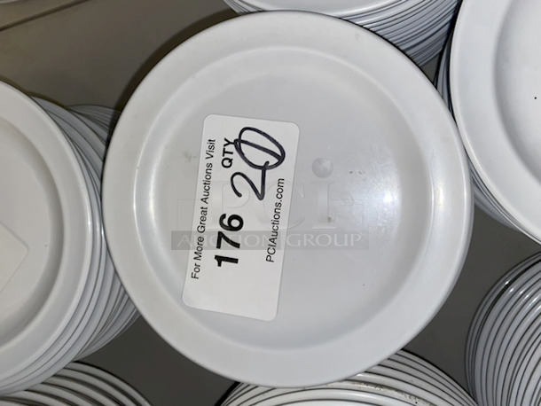 OUTSTANDING!! Thunder Group NS107W 7 1/4" Narrow Rim Nustone White Melamine Plates. 20x Your Bid - Image 1 of 2