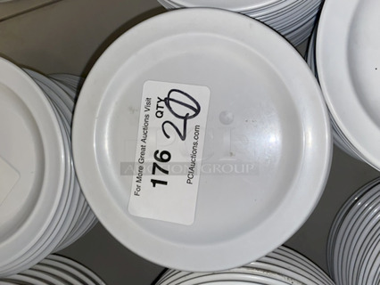 OUTSTANDING!! Thunder Group NS107W 7 1/4" Narrow Rim Nustone White Melamine Plates. 20x Your Bid