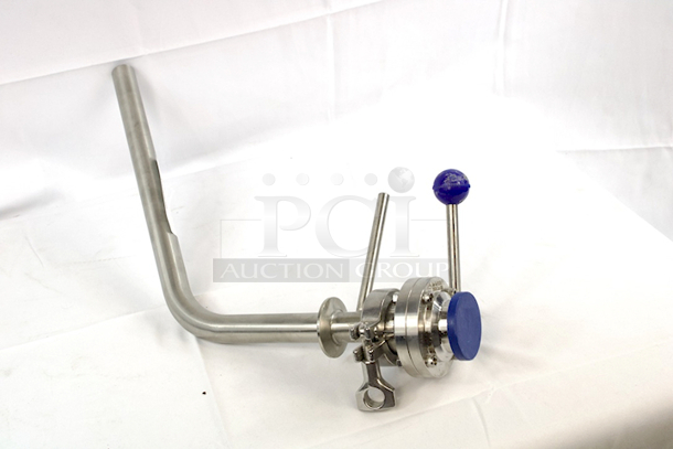 NEW/NEVER USED 60 Degree Rotating Racking Arm With Tri-Clamp & Butterfly Valve - Image 1 of 4