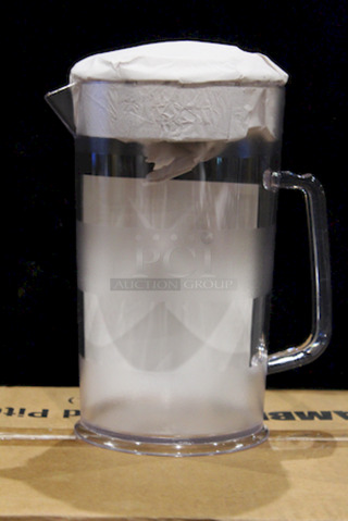 NEW, NEVER USED! Lot of 6 Cambro PC64CW 64 oz. Customizable Covered Plastic Pitchers.
6x Your Bid