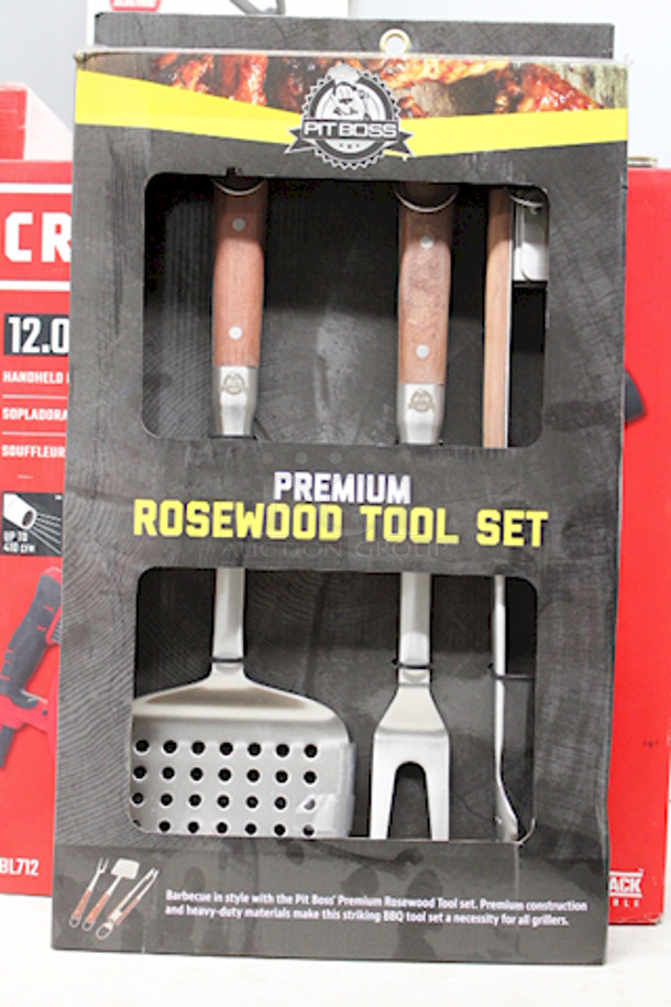 GRILL COMBO! (1) Pit Boss ROSEWOOD TOOL SET, (20) Assorted Cable Ties - 650ct, (1) Cuisinart 7-Piece GRIDDLE SET, (1) Cuisinart Chef’s Classic 5pc Grill Set, (14) Angle Brackets, (1) BLACKSTONE PRESS & SEAR "BURGER KIT", (1) Pit Boss WOOD PELLET SMOKER Cover, (1) Ozark Trail COOLER WHEEL KIT, (1) Expert Grill Meat Thermometer. 9x Your Bid - Image 2 of 9