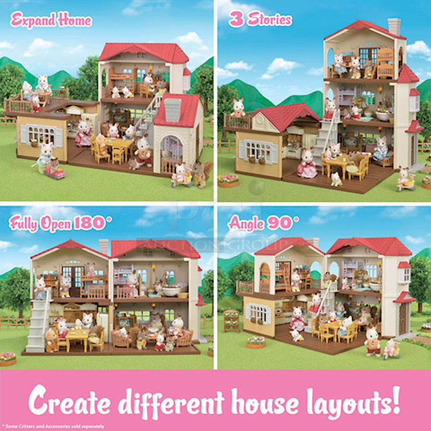 2-4-1!! Calico Critters Red Roof Country Home, Dollhouse Playset with Figures, Furniture and Accessories & Nuby Dribble BANDANA BIB. - Image 2 of 5