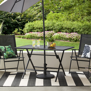 Mainstays Greyson Outdoor Steel Folding Dining Table, Black
