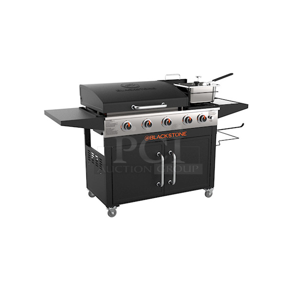 DON'T LET THIS PASS YOU BY!! Blackstone Model 1845 Range Top Combo - 28" Griddle with Bonus Fryer. (3) Burner Griddle With (2) Burner Range. 65,000 BTUs, On Casters. 68.25 in. x 27.5 in. x 41.25 in. - Image 4 of 8