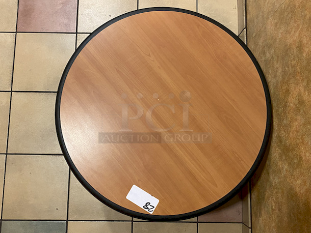 AMAZING! Plymold 30" Round Thin Profile Dur-A-Edge® Table Top, Coffee Table Height With Wood Laminate. 

30x17-1/2 - Image 2 of 4