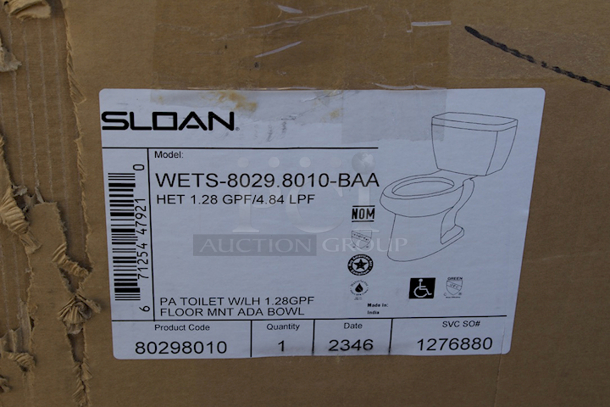 BRAND NEW SCRATCH & DENT! Sloan 8029.8010 ADA Elongated Floor-Mounted Pressure-Assisted Tank Toilet - 1.28 GPF. Missing Water Tanks.  - Image 3 of 3