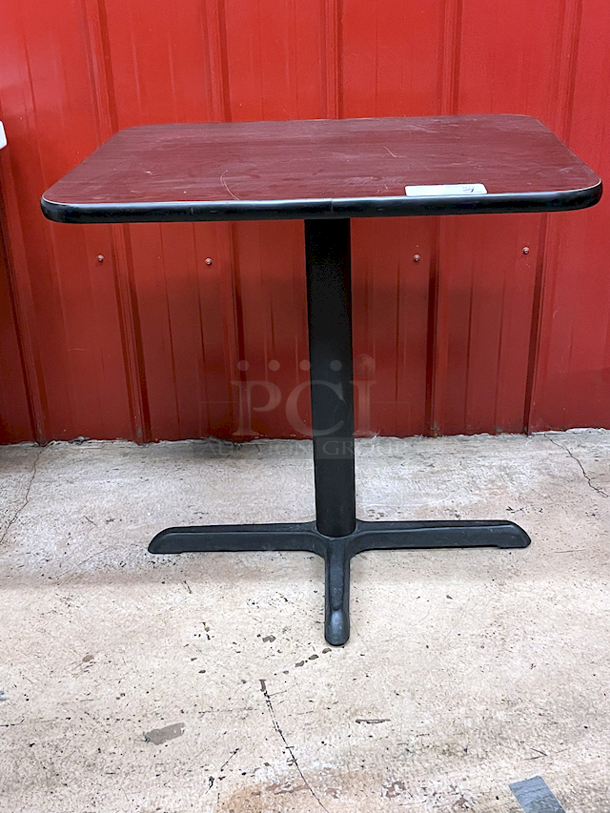 BEAUTIFUL! Lancaster Table & Seating 24" x 30" Reversible Cherry / Black Laminated Standard Height Table Top and Base Kit with 22" Plate - Image 2 of 5
