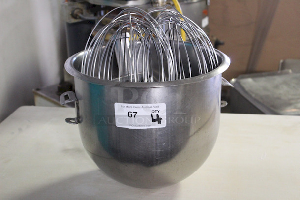4 PIECE! Hobart A-200-20 Stainless Steel Mixing Bowl, 20qt. (3) A-200-20 20qt Wire Whips. 
4x Your Bid