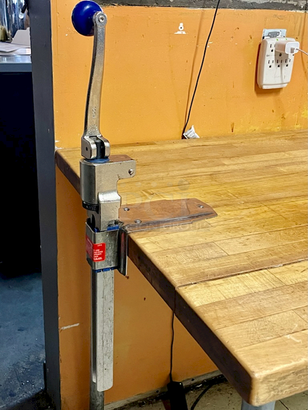 Butcher Block Prep-Table With Edlund No.1 Can Opener, 56x31x34 - Image 3 of 6