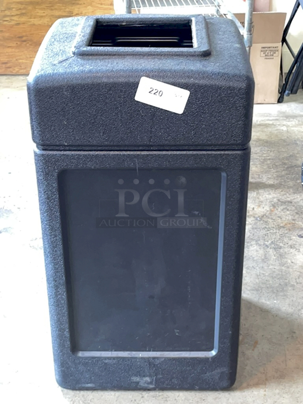 Commercial Zone 732101 PolyTec 42 Gallon Square Black Waste Container - Image 1 of 4