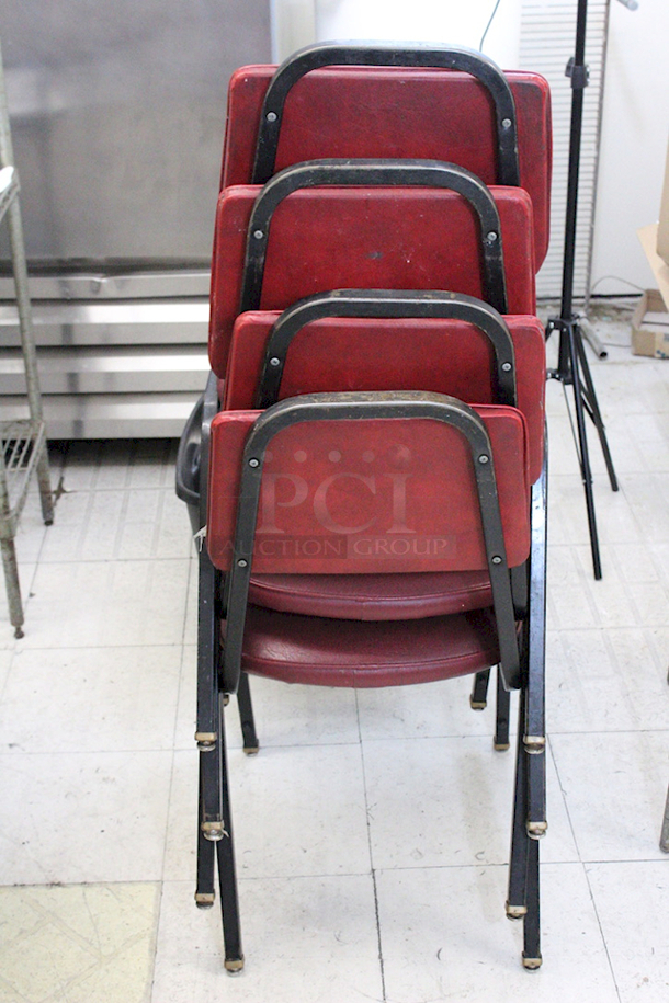 STACKABLE! Red Dining/Banquet Chairs. 4x Your Bid - Image 4 of 5