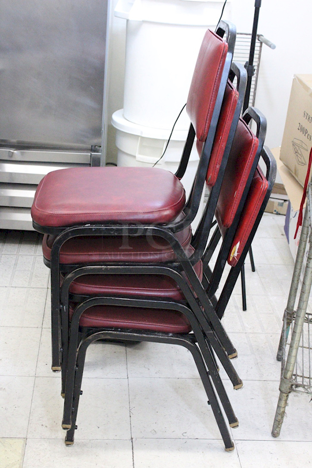 STACKABLE! Red Dining/Banquet Chairs. 4x Your Bid - Image 5 of 5