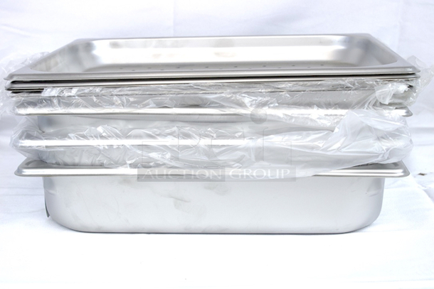 NEW/NEVER USED! (3) Vigor 1/2 Size 2 1/2" Deep Anti-Jam Stainless Steel Steam Table / Hotel Pan - 22 Gauge & (4) 1/2 Size 2 1/2" Deep Anti-Jam Perforated Stainless Steel Steam Table / Hotel Pan - 22 Gauge. 7x Your Bid  - Image 4 of 9