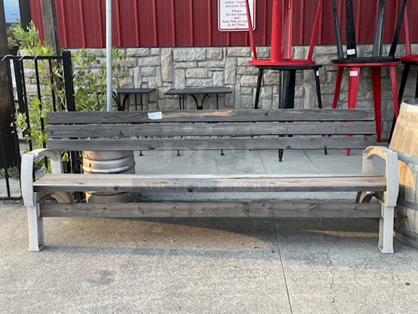 WEATHER PROOF!! 2x4basics 90134ONLMI Hopkins 6ft Bench, Solid Wood Frame & Seating With Eucalyptus Ends & Integrated Cup Holders In Each Arm Rest. Can Be Easily Modified To Any Size Between 2-6ft. 72x40x33 - Image 2 of 5