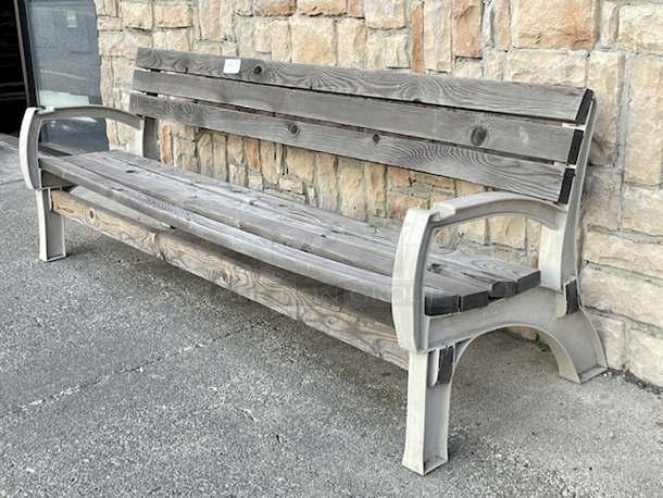 WEATHER PROOF!! 2x4basics 90134ONLMI Hopkins 6ft Bench, Solid Wood Frame & Seating With Eucalyptus Ends & Integrated Cup Holders In Each Arm Rest. Can Be Easily Modified To Any Size Between 2-6ft. 72x40x33 - Image 4 of 4