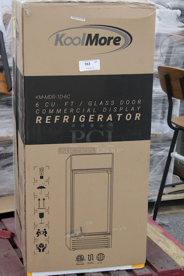 BRAND NEW SCRATCH & DENT! In The Original Box, No Signs Of Damage. Koolmore KM-MDR-1D-6C 6 Cu. Ft. One Glass Door Commercial Display Merchandiser Refrigerator  - Image 1 of 3