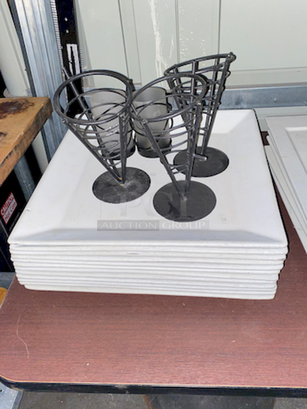 Table Full of High Quality Ceramic Platters, Includes Table Top and Bases. 

 - Image 6 of 6
