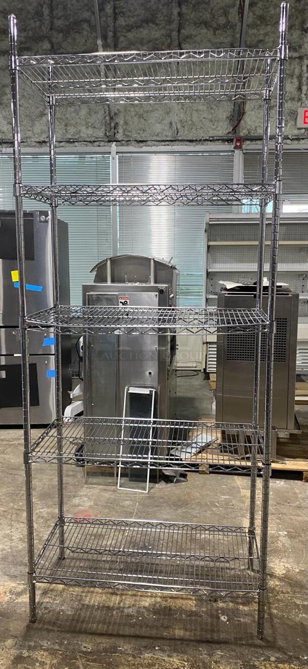 Metro Shelfs 18" x 36" x 86" NSF Chrome Wire 5-Shelf Kit - Image 5 of 5