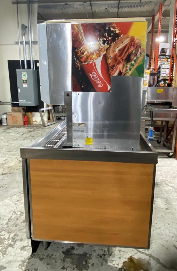 8 Flavor Pop machine, Ice Machine & Stainless steel 3 door storage stand. Cornelius ED250-BCZ 8 Pop machine will need top cover as ice machine is being sold separately. - Image 4 of 4