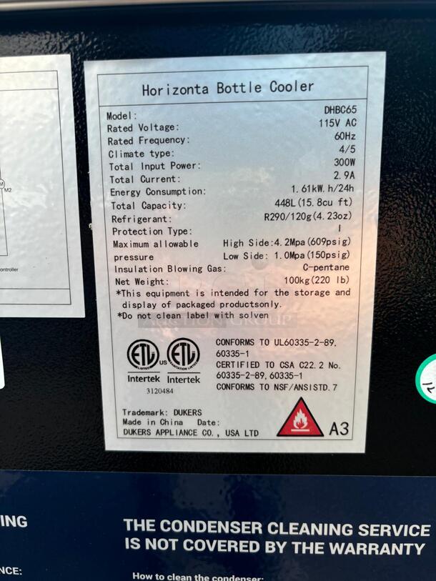 Dukers DHBC65 - 65" Bottle Cooler 488 liters capacity
 - Image 6 of 6